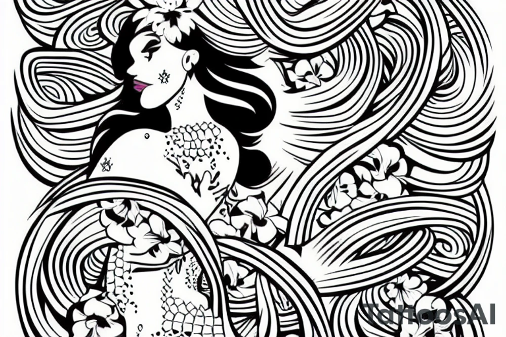 topless hula girl tattoo idea