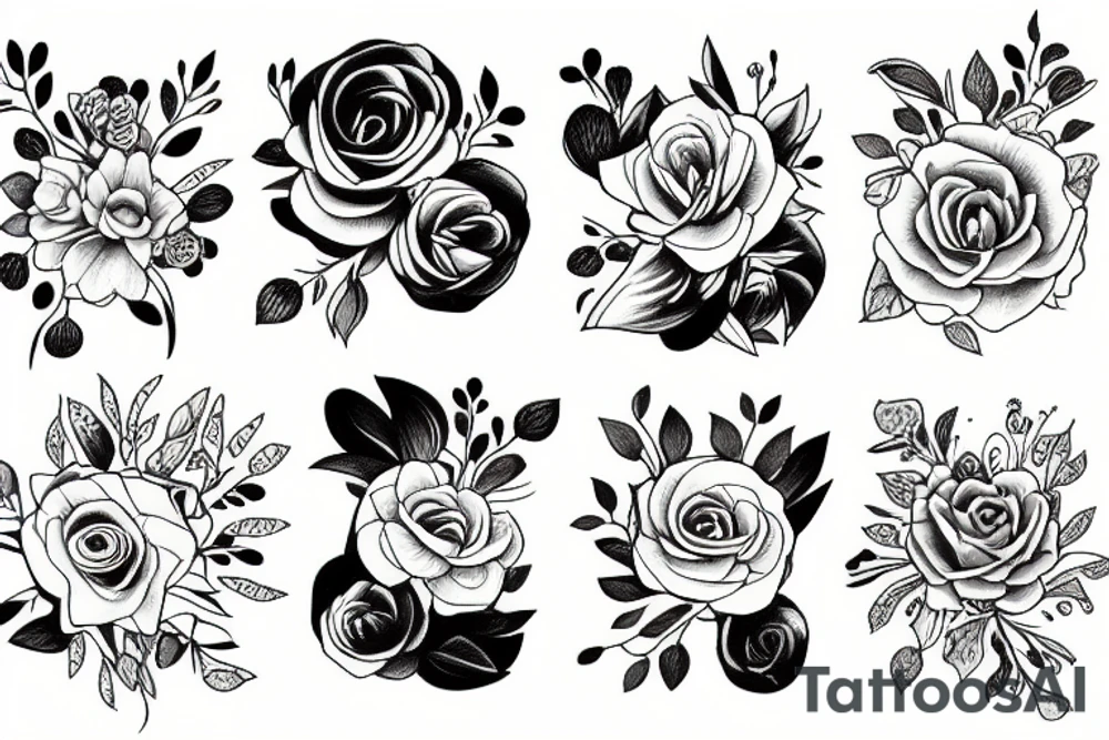 a genderless bouquet of flowers tattoo idea