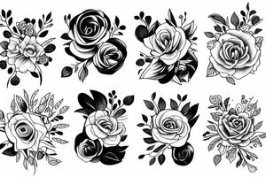 a genderless bouquet of flowers tattoo idea