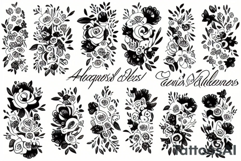 a genderless bouquet of flowers tattoo idea
