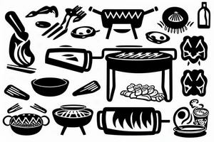 cool old grill with meat cooking on it tattoo idea
