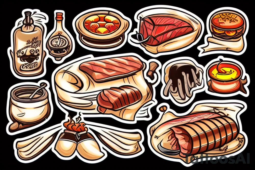 cool old grill with meat cooking on it tattoo idea