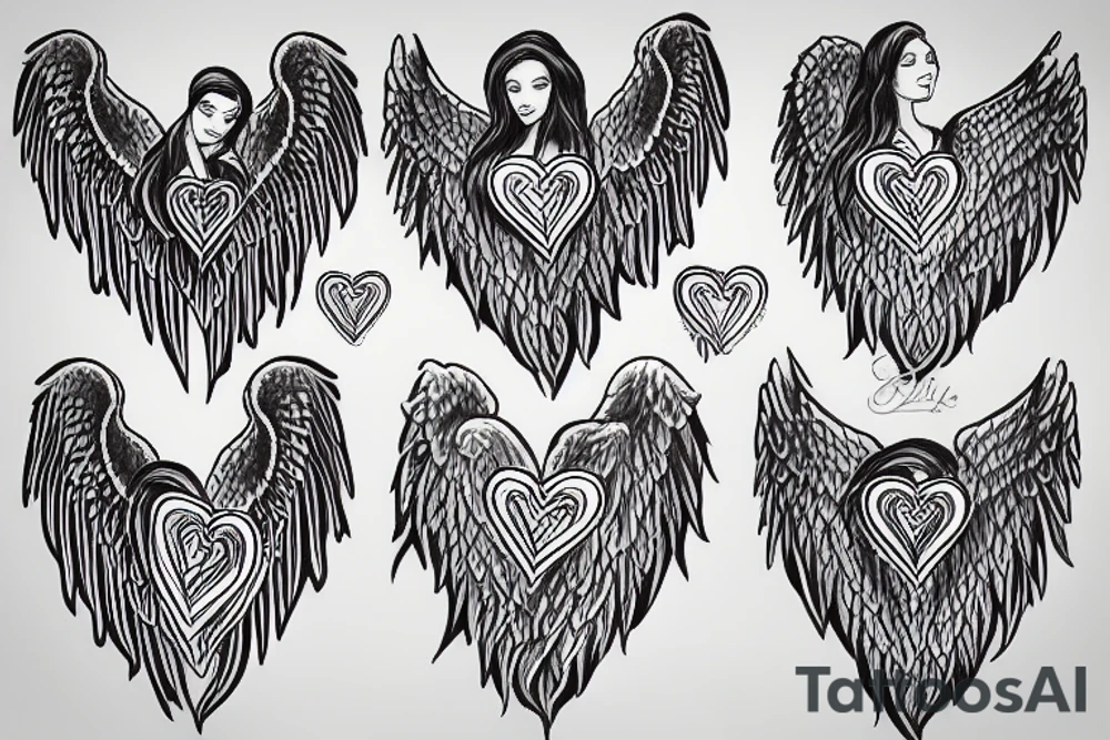 Heart Tattoos with Angel Wings tattoo idea