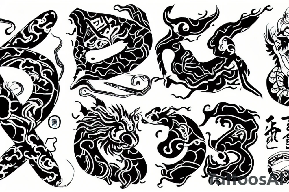 Chinese culture with letters tattoo idea