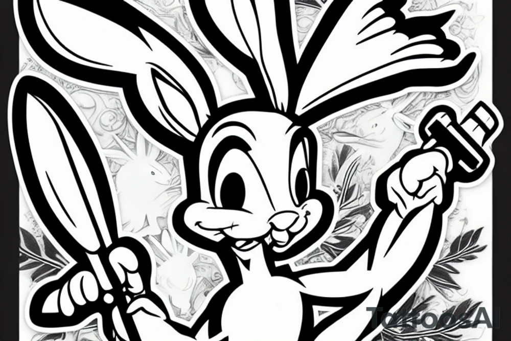 Bugs bunny holding a weapon tattoo idea