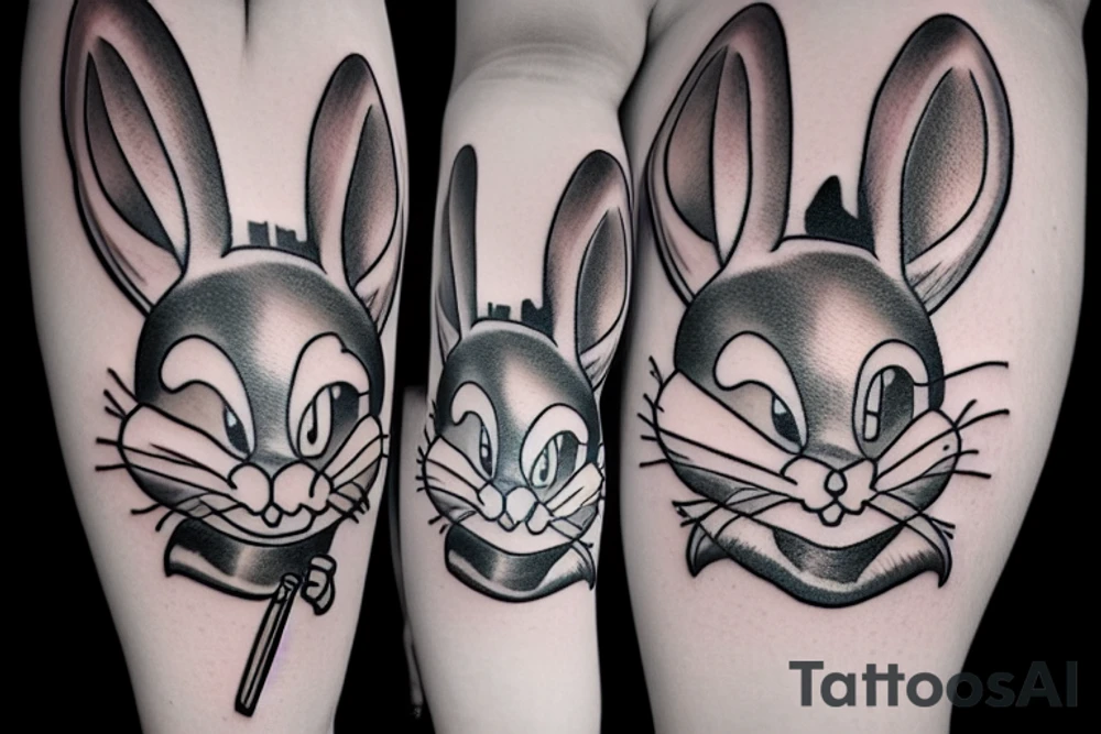 Bugs bunny holding a weapon tattoo idea