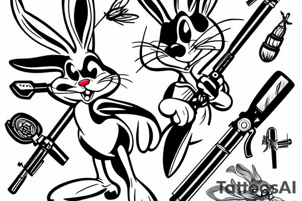 Bugs bunny holding a weapon tattoo idea