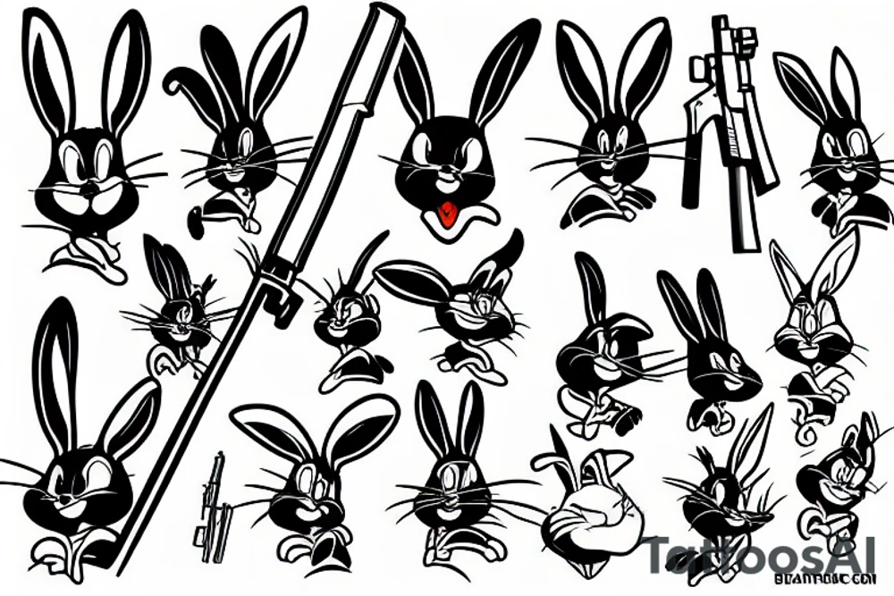Bugs bunny holding a weapon tattoo idea