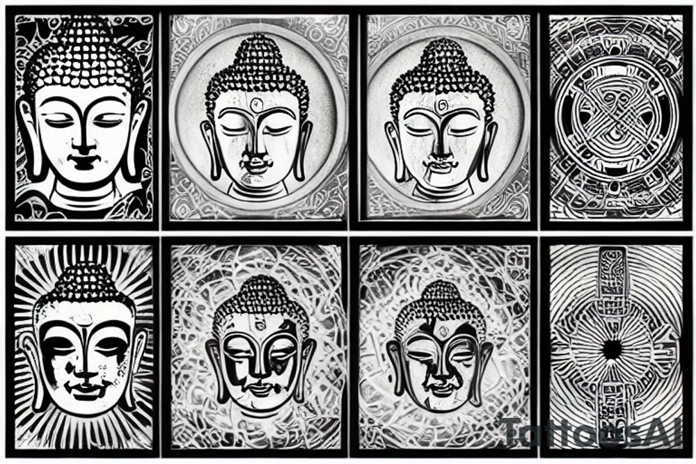 Buddha with geometry symbols tattoo idea