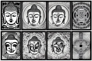 Buddha with geometry symbols tattoo idea