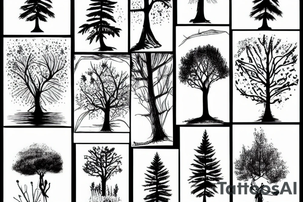 Yant with trees tattoo idea