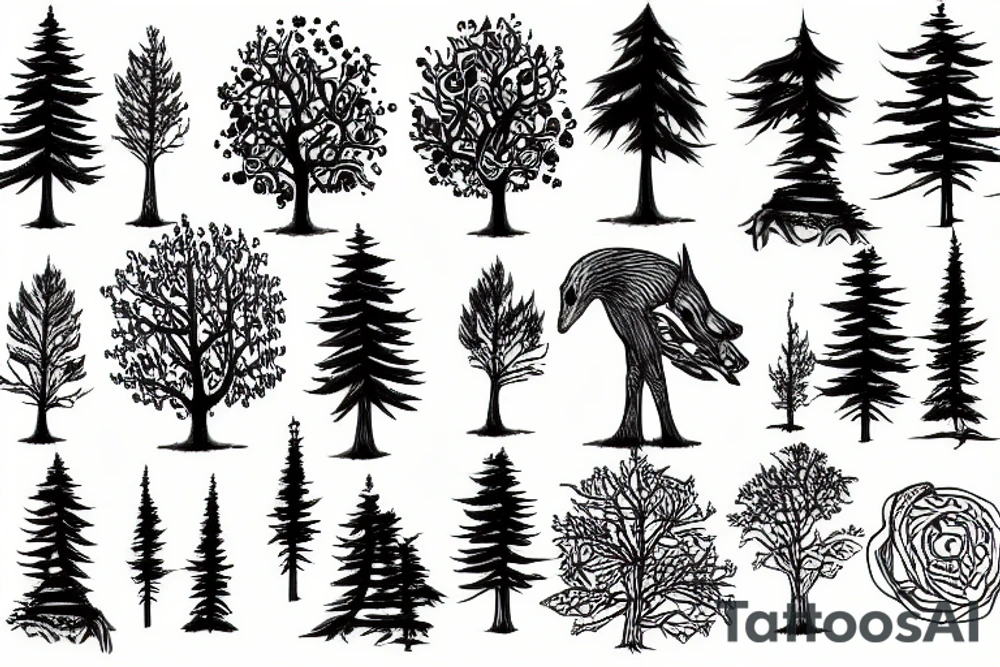 Yant with trees tattoo idea