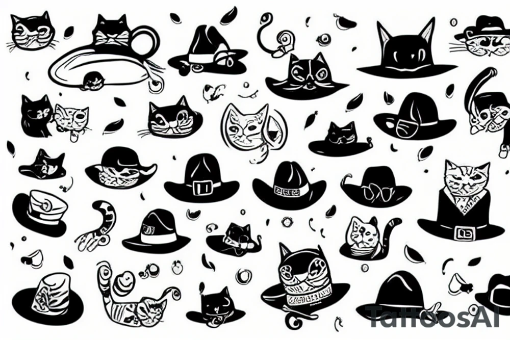 Cat with a funny hat tattoo idea