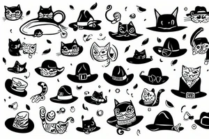 Cat with a funny hat tattoo idea