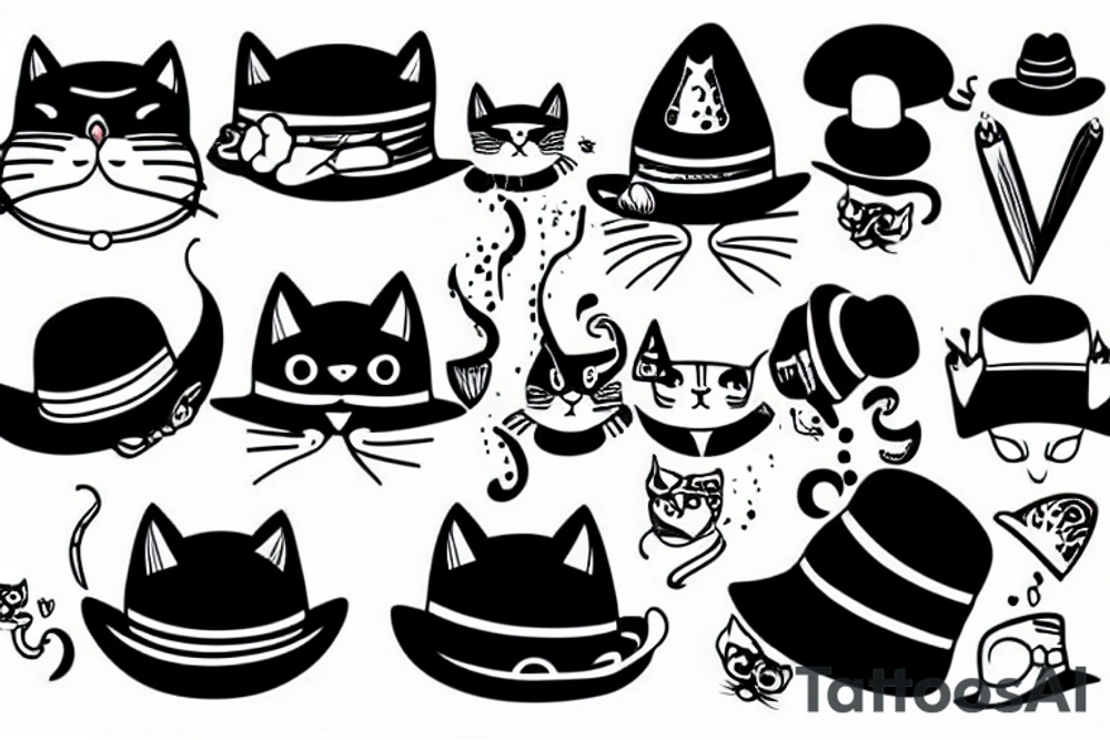Cat with a funny hat tattoo idea