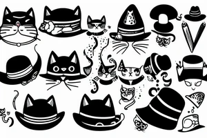 Cat with a funny hat tattoo idea