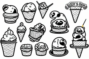 sloths eating ice cream tattoo idea