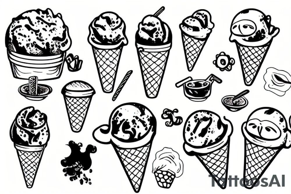 sloths eating ice cream tattoo idea