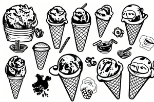 sloths eating ice cream tattoo idea