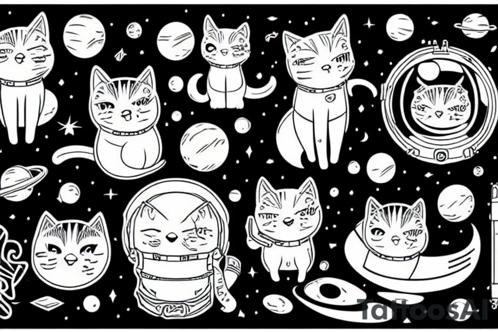 a cat in space tattoo idea