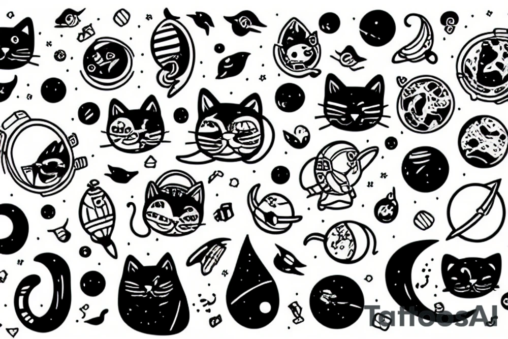 a cat in space tattoo idea