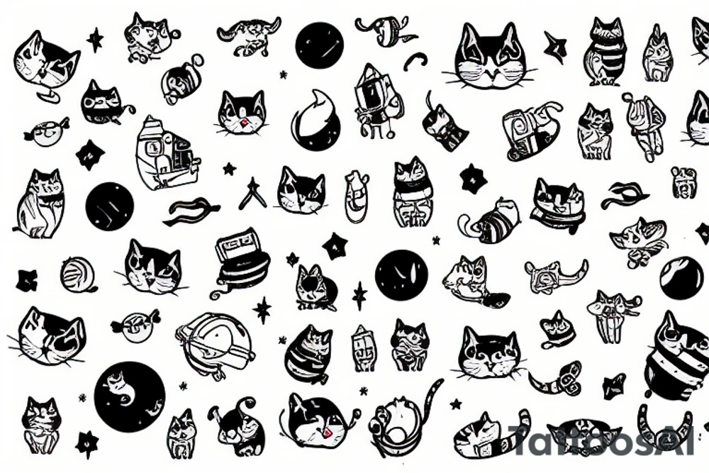 a cat in space tattoo idea