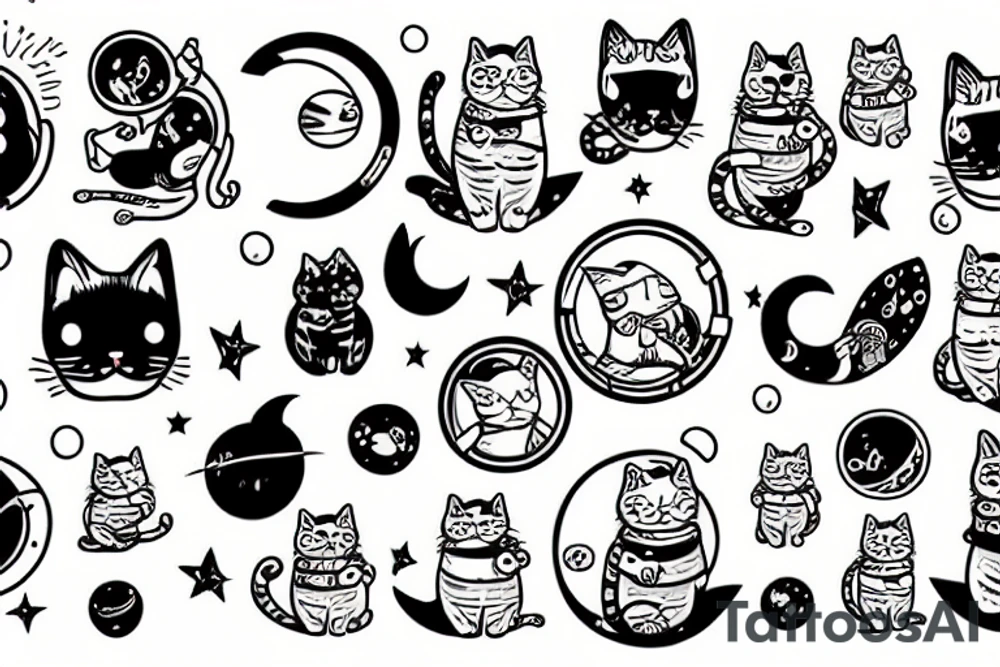a cat in space tattoo idea