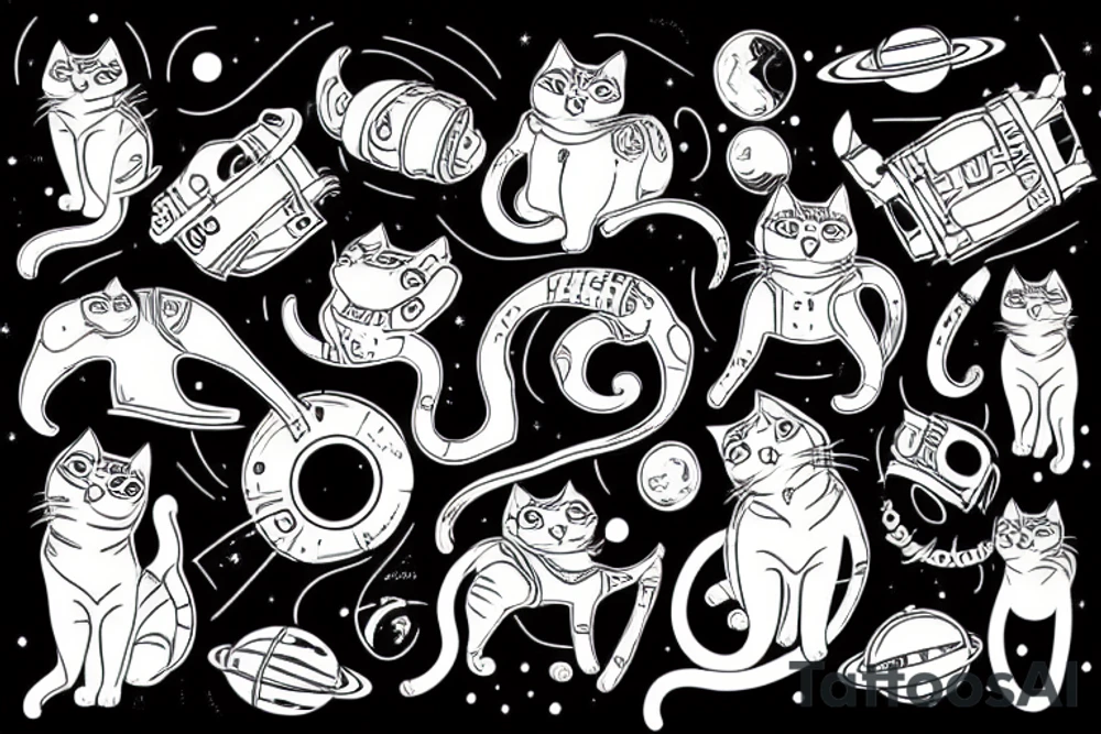 a cat in space tattoo idea