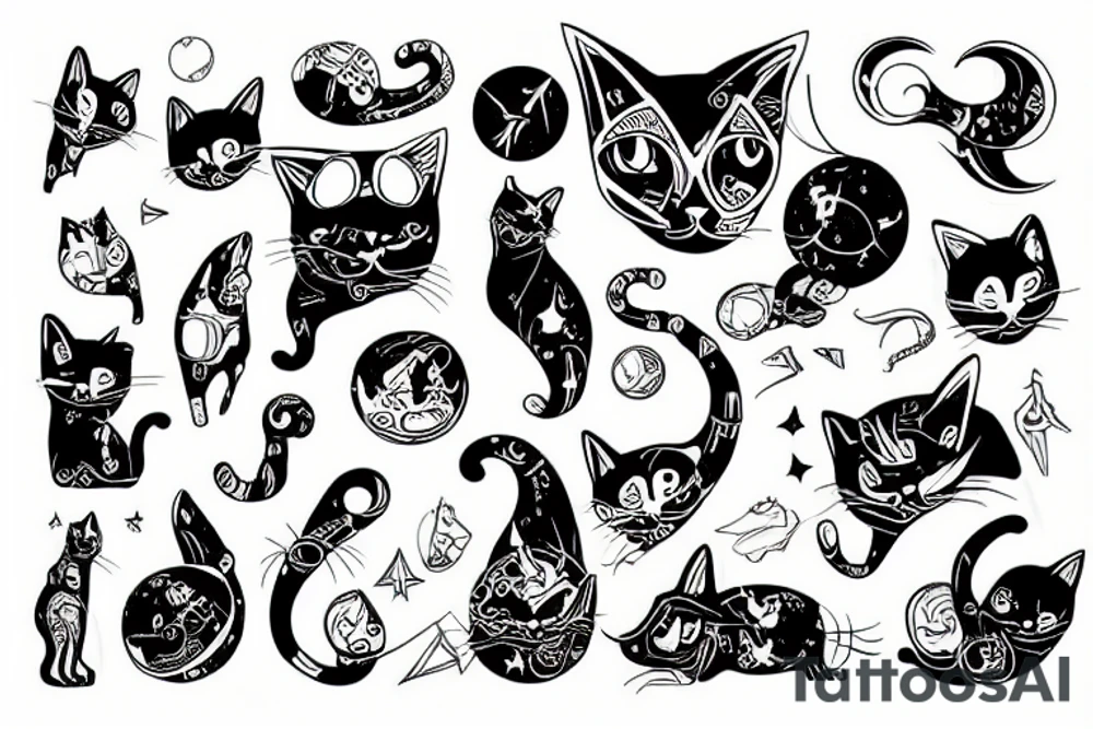 a cat in space tattoo idea