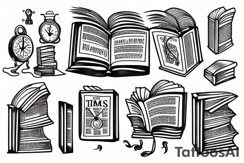 time and books tattoo idea