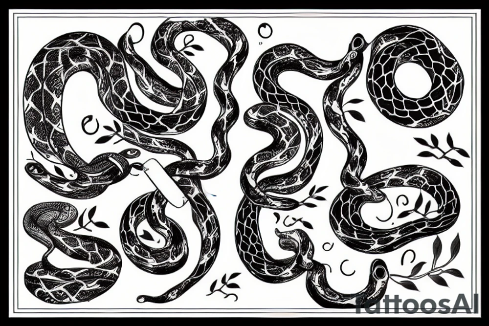 flowers, snake and rain tattoo idea