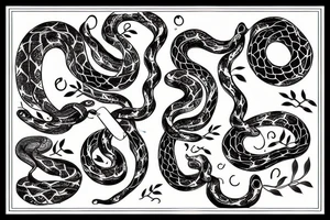 flowers, snake and rain tattoo idea