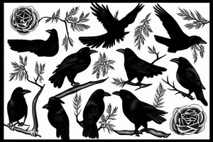 an ash tree wirh menora and raven tattoo idea