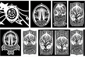 an ash tree with menorah and raven tattoo idea