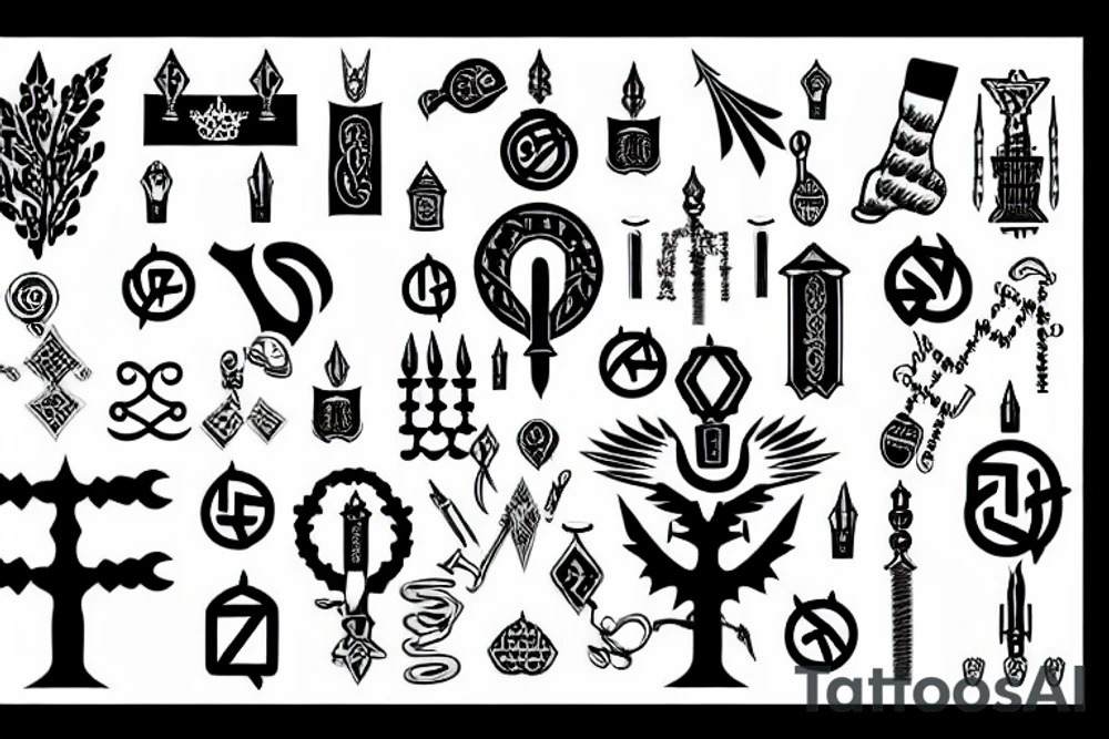 an ash tree with menorah crown 
and raven tattoo idea