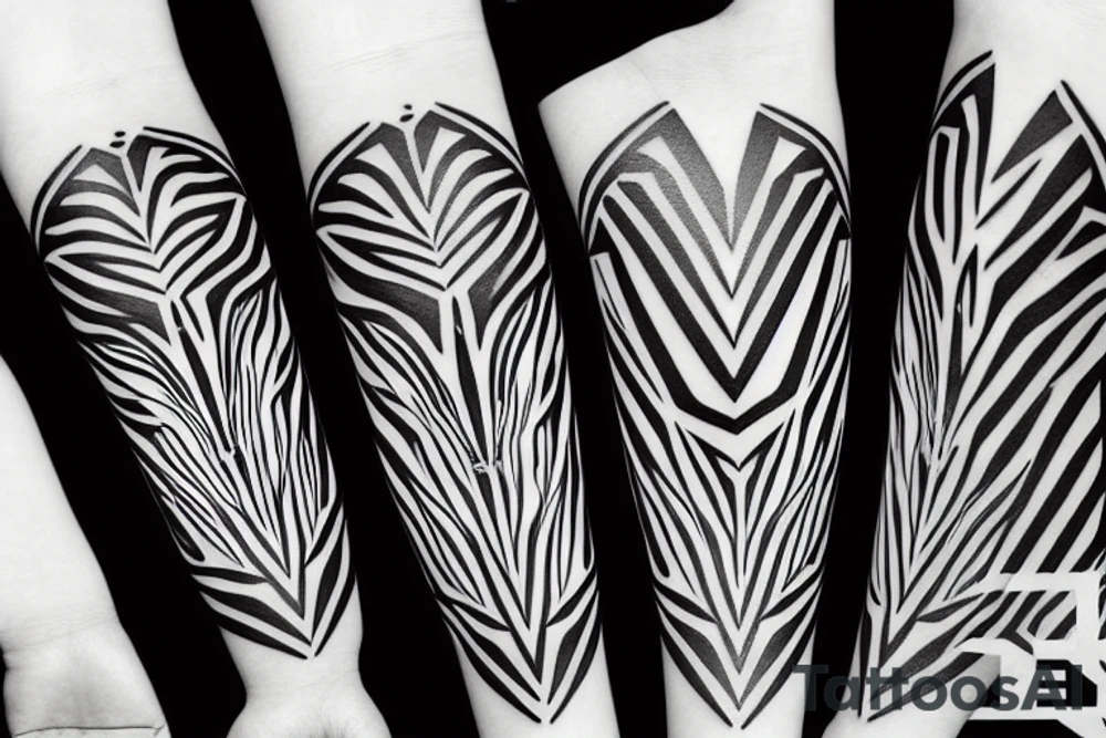 half of a zebra's head with geometrical shape on the other side tattoo idea