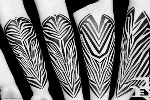 half of a zebra's head with geometrical shape on the other side tattoo idea