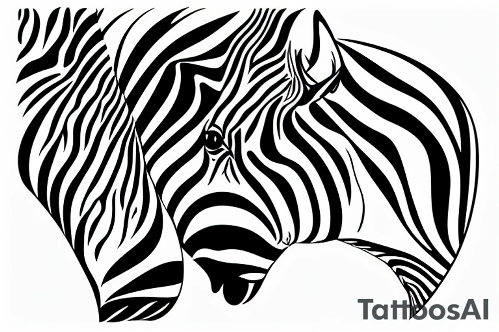 half of a zebra's head with geometrical shape on the other side tattoo idea