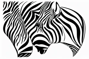 half of a zebra's head with geometrical shape on the other side tattoo idea