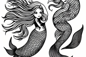 Mermaid with fish tattoo idea