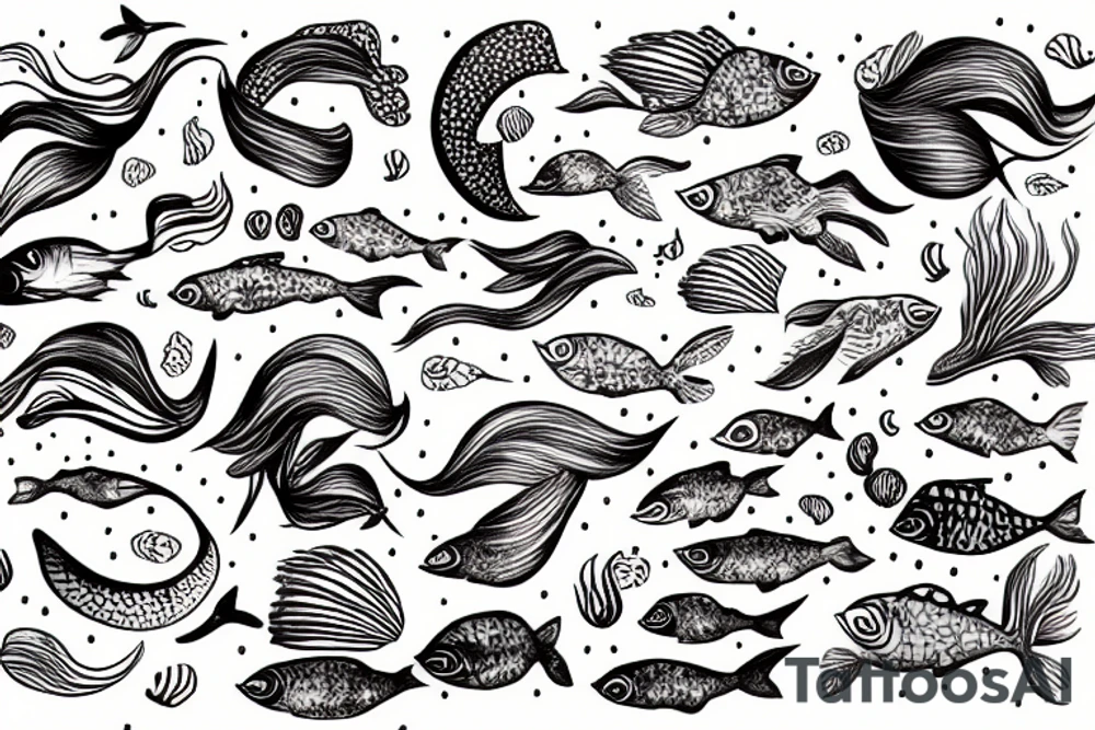 Mermaid with fish tattoo idea