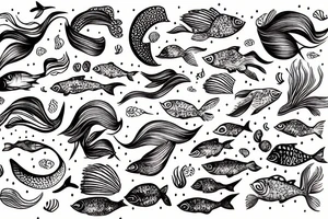 Mermaid with fish tattoo idea