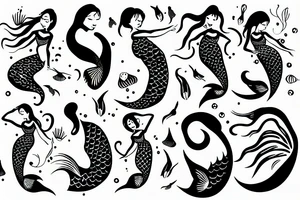 Mermaid with fish tattoo idea
