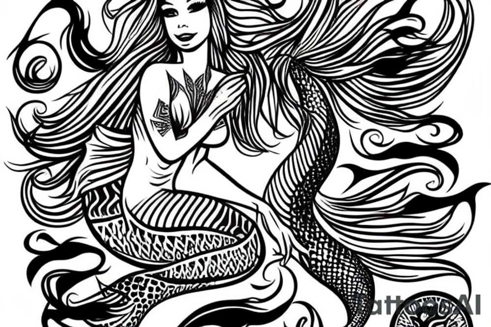 Mermaid with fish tattoo idea