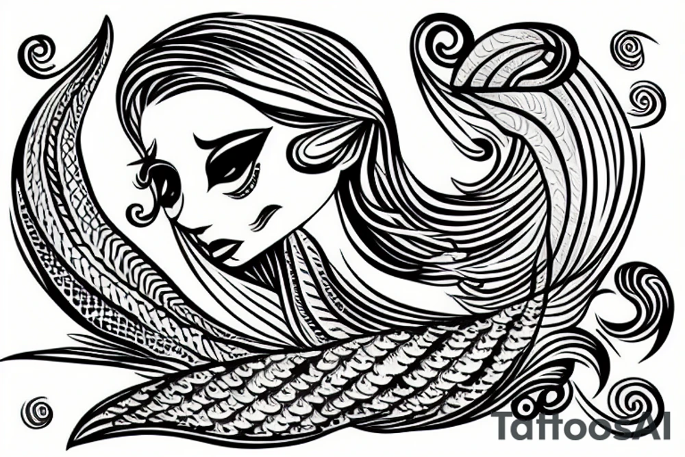 Mermaid with fish tattoo idea
