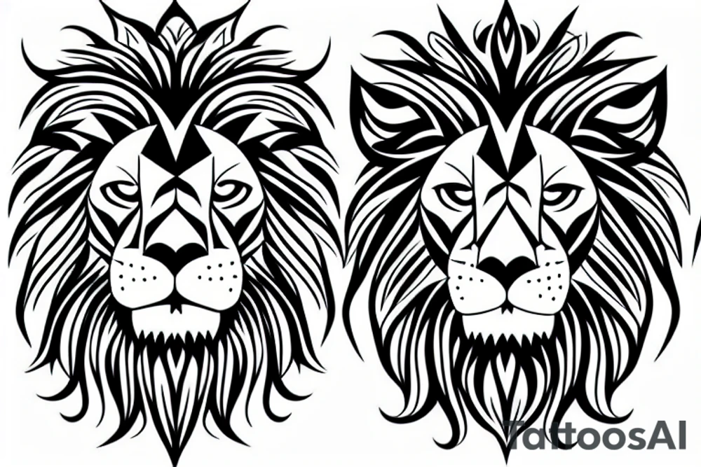 Angry and kind Lion face tattoo idea