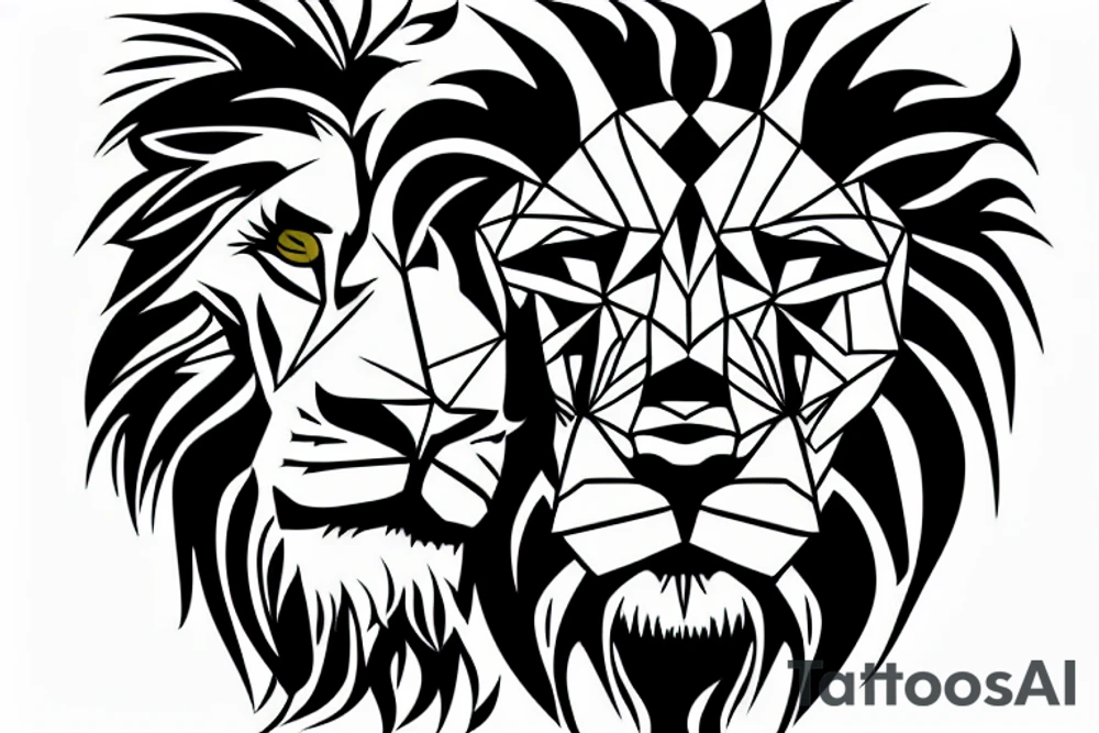 Angry and kind Lion face tattoo idea