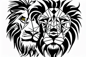 Angry and kind Lion face tattoo idea