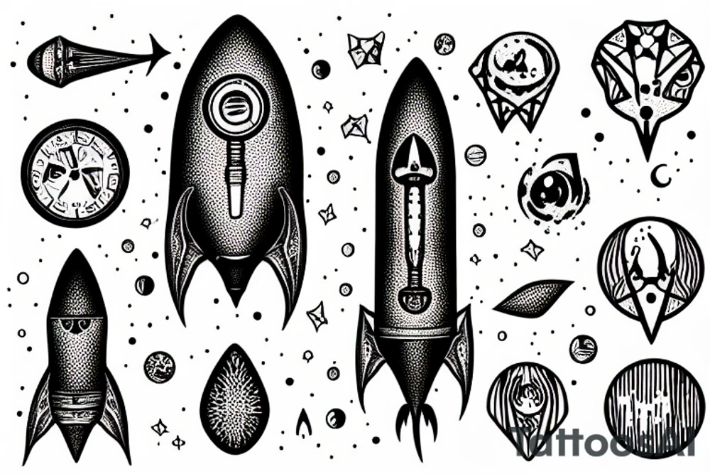 Gothic rocket ship tattoo idea