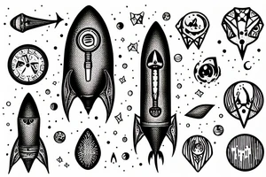 Gothic rocket ship tattoo idea